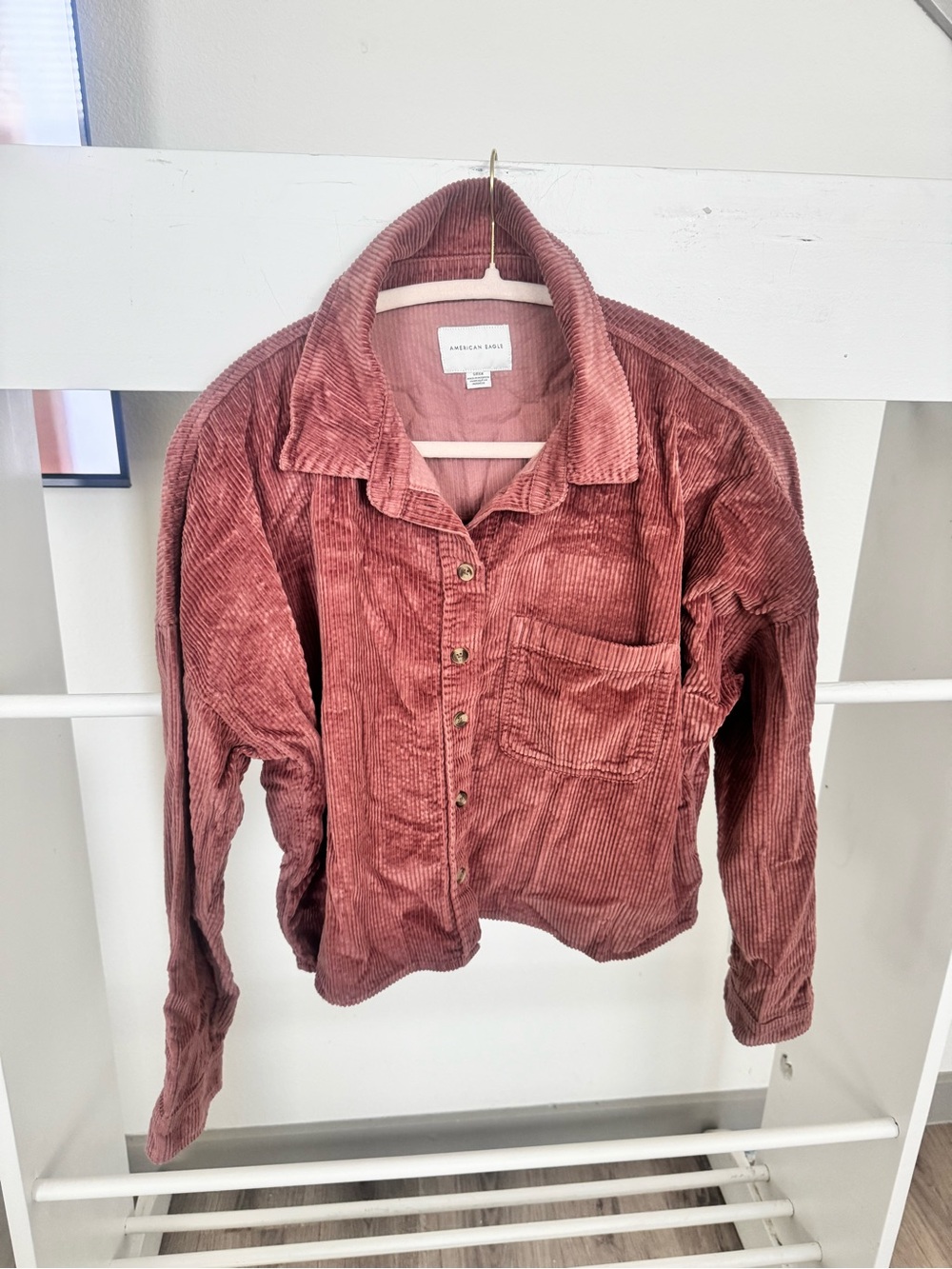 American Eagle Outfitters Corduroy Button-Up Jacket - Rose